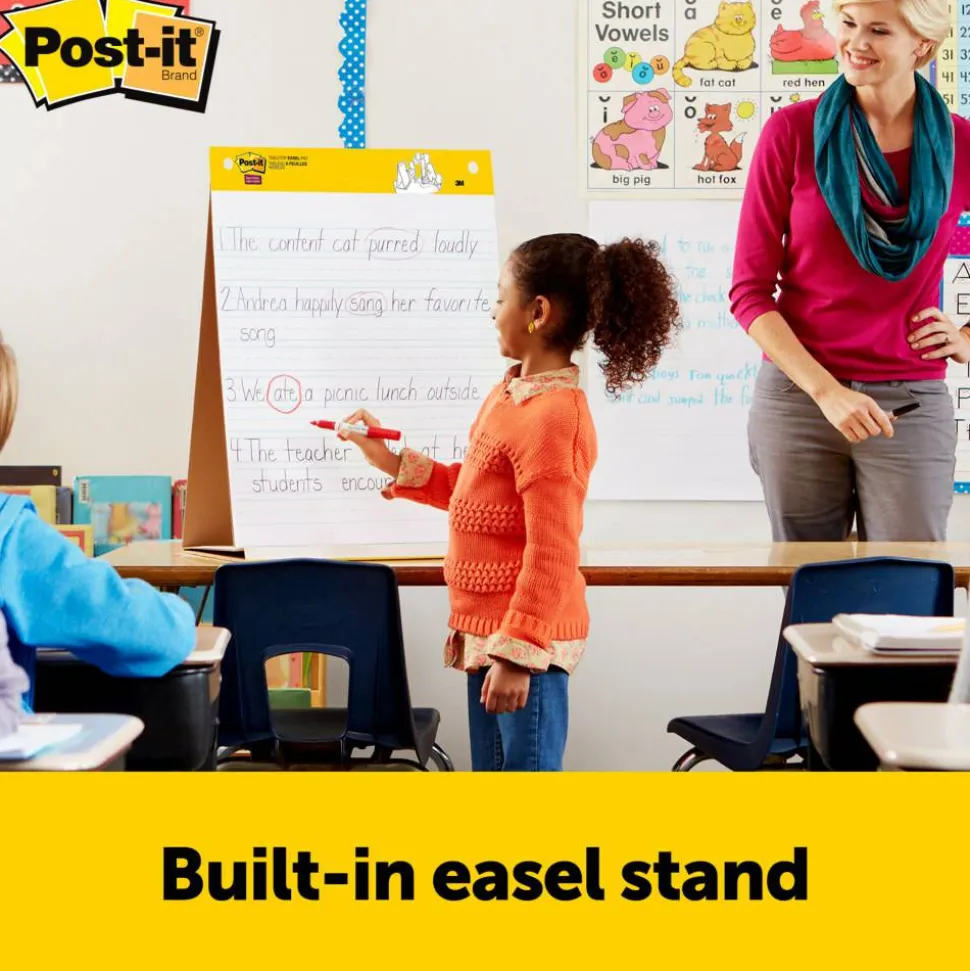 Post-it Super Sticky Easel Pad, 20 in x 23 in, 1 Pad, 20 Sheets/Pad, Primary Ruled, Great for Virtual Teachers and Students, White
