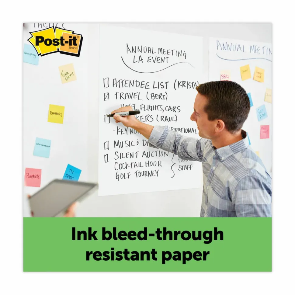 Post-it Super Sticky Easel Pads, 25" x 30", 30% Recycled, White, 30 Sheets, Pack Of 2 Pads