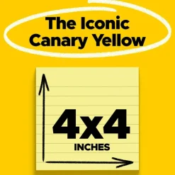 Post-it Super Sticky Notes, 12 Pads, 90 Sheets, 4 in x 4 in, 2x Sticking Power, School Supplies & Office Products - 67512SSCP