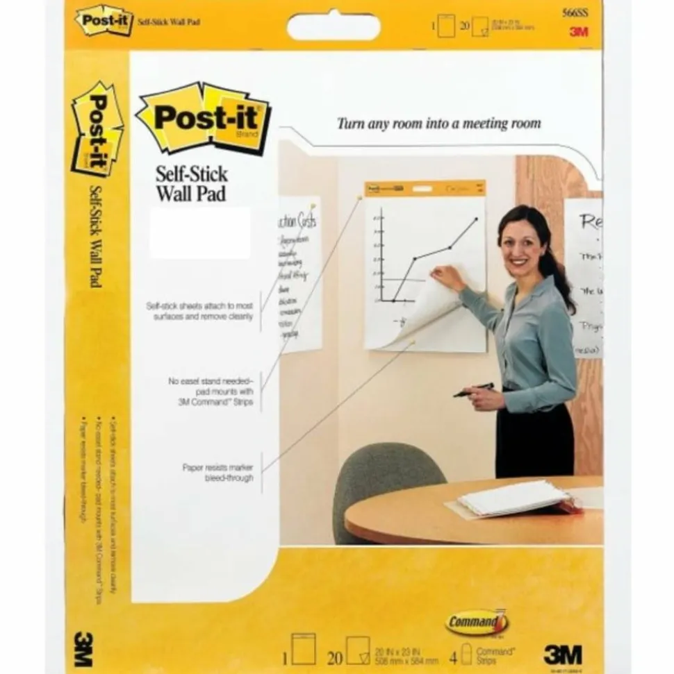 Post-it Super Sticky Wall Pad, 20 in x 23 in, 1 Pad, 20 Sheets/Pad, Great for Virtual Teachers and Students, White