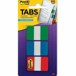 Post-it Tabs, 1 in. x 1.5 in., Pack of 66 Tabs, 3 Dispensers