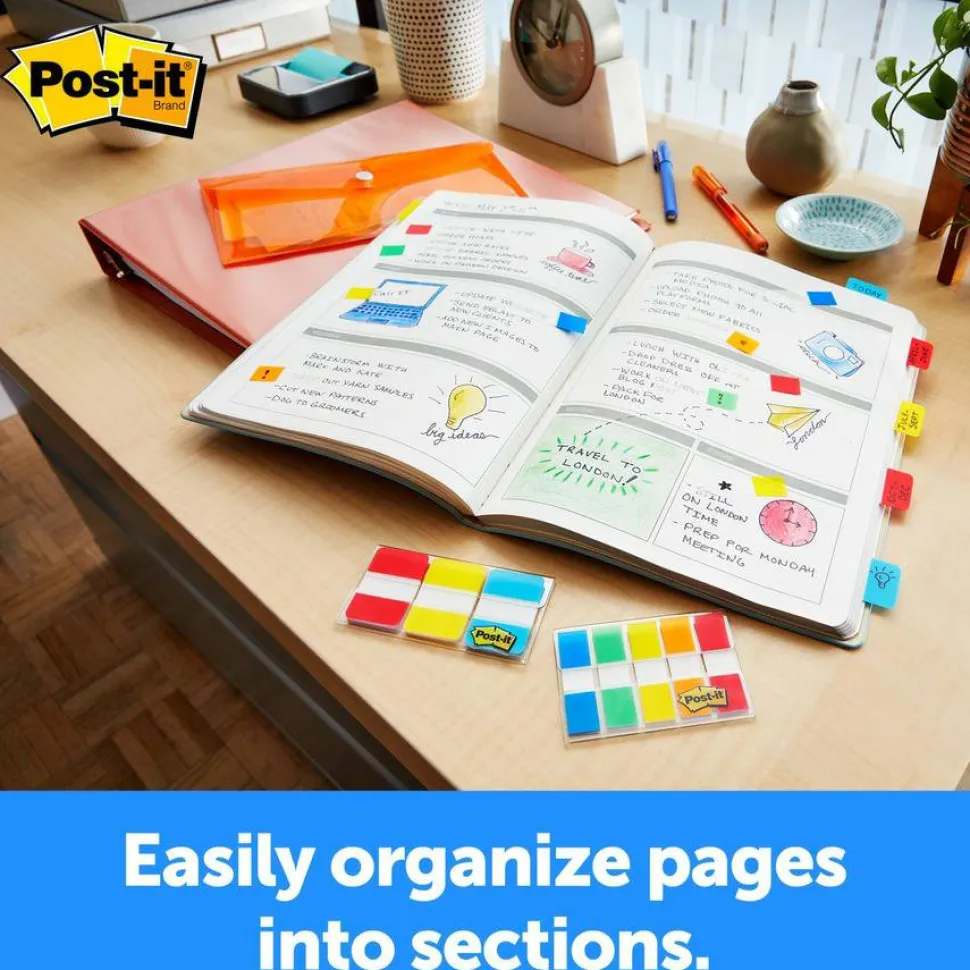 Post-it Tabs, 1 in. x 1.5 in., 1 Pack, 88 Tabs/Pack, Assorted Colors, School Supplies for Students, Tabs for Textbooks and Notebooks