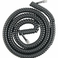 Power Gear Coiled Telephone Cord, 12', Black, 27639