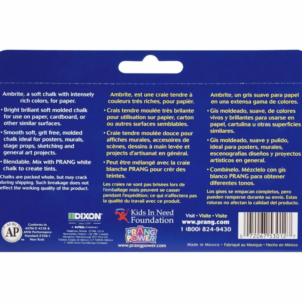 Prang Ambrite Art Chalk, Assorted Colors, Pack Of 12