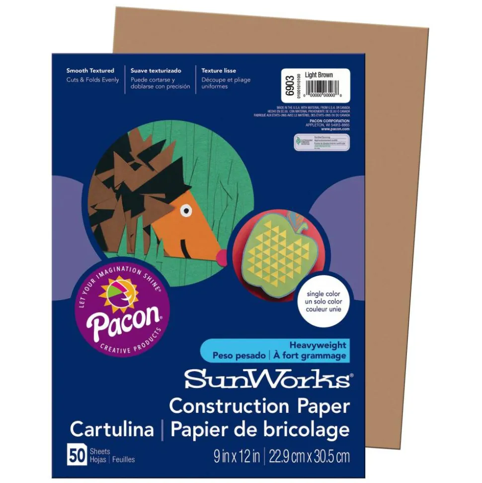 Prang Construction Paper, 9" x 12", Light Brown, Pack Of 50