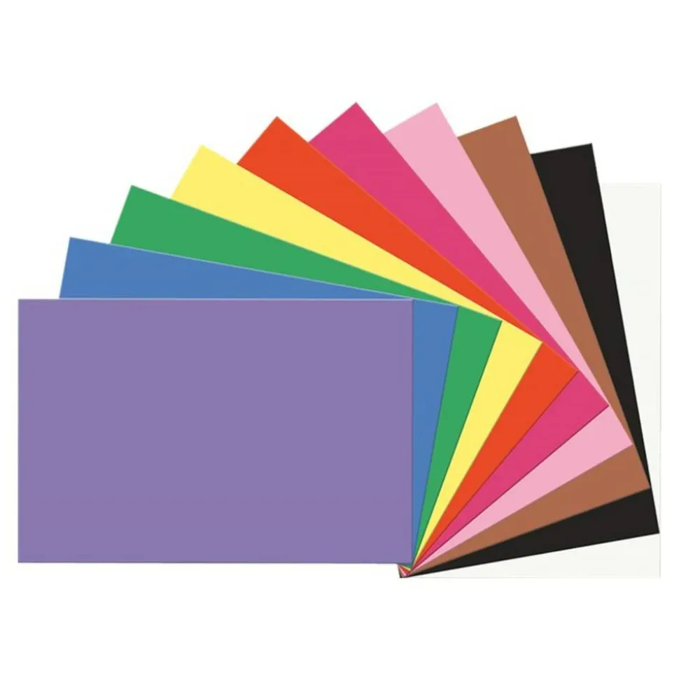 Prang Construction Paper - Multipurpose - 36" x 24" - 50 / Pack - Assorted, Blue, Brown, Holiday Green, Orange, Pink, Scarlet, Violet, White, Yellow