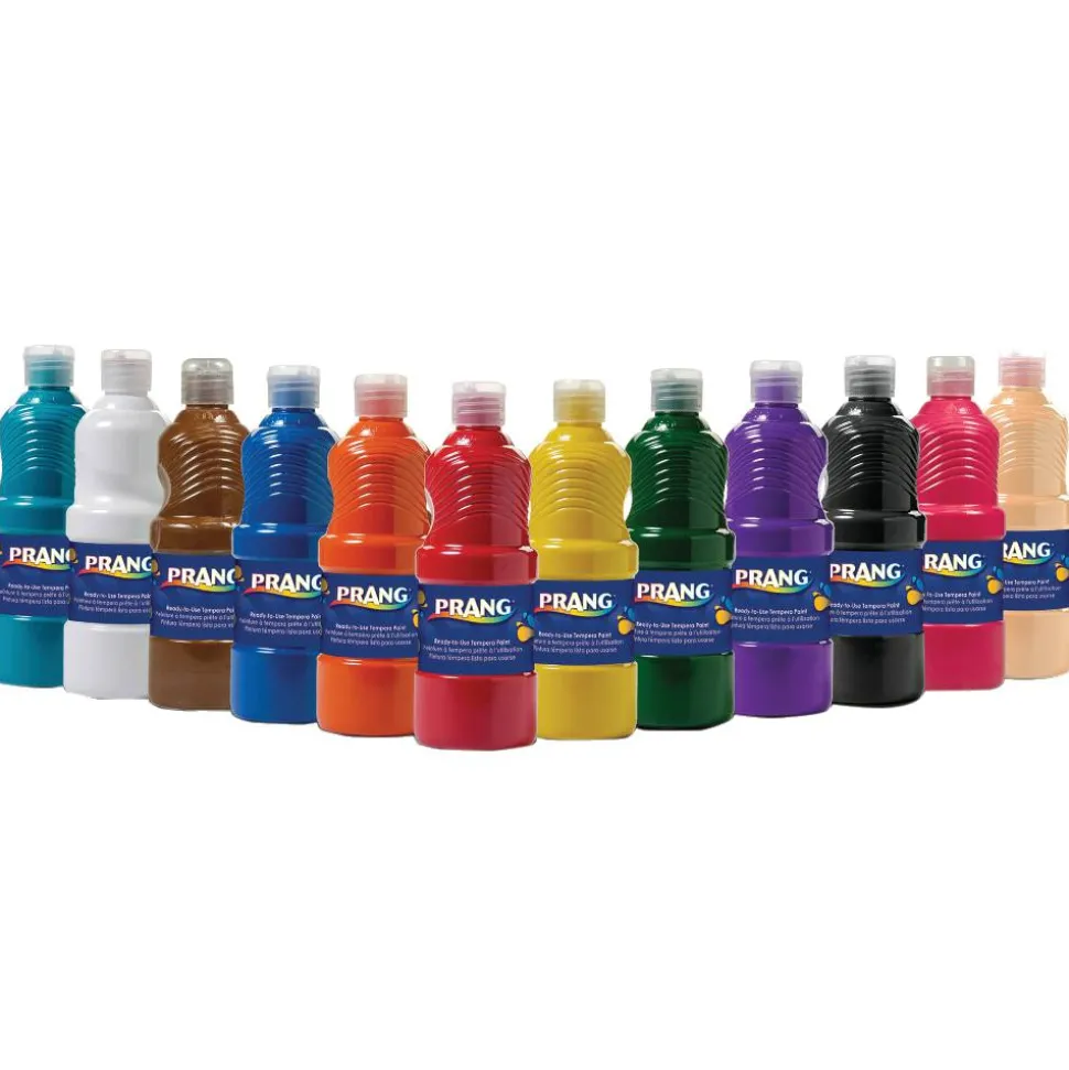 Prang Ready-To-Use Tempera Paint, 16 Oz., Assorted Colors, Pack Of 12