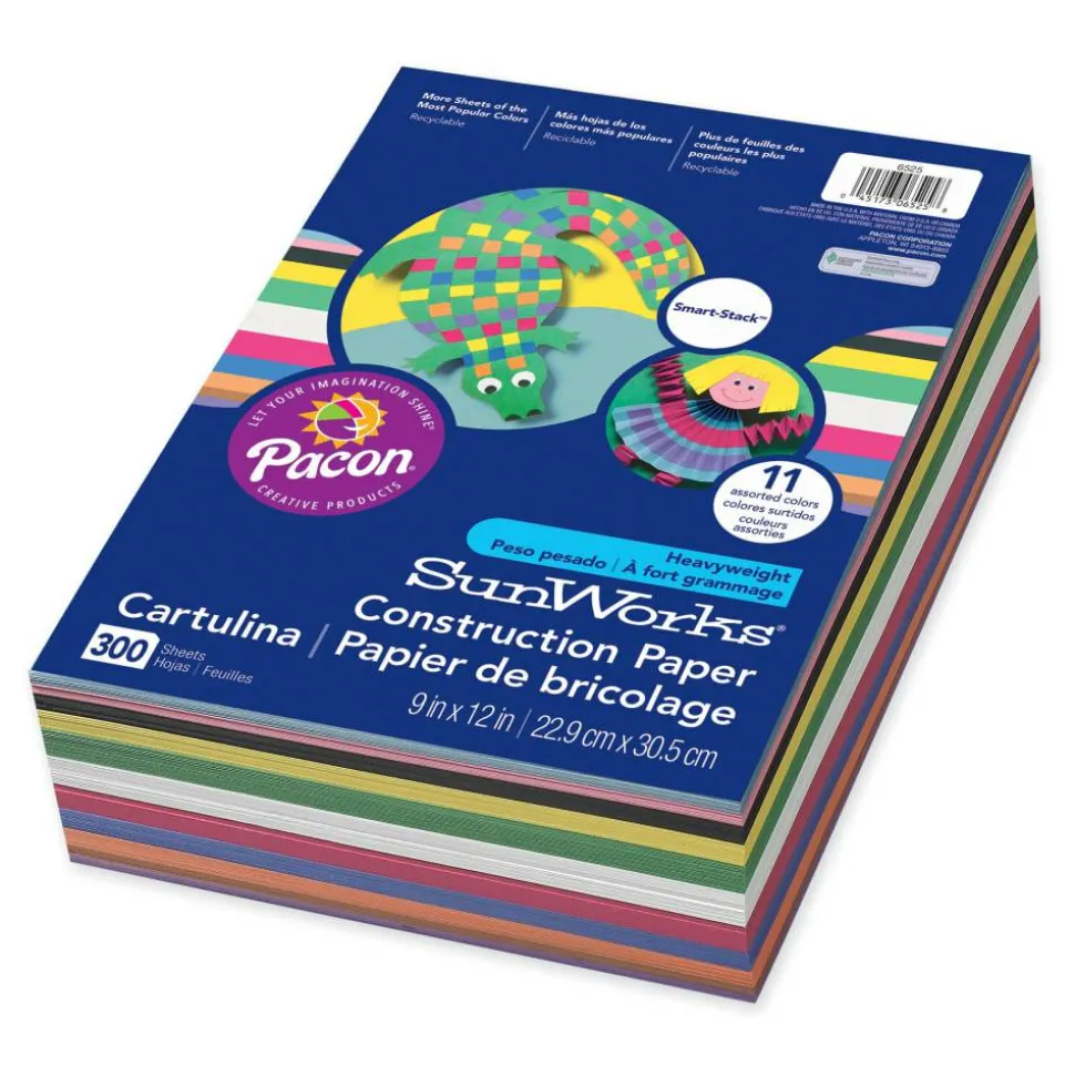 Prang Smart-Stack Medium Weight Construction Paper, 9" x 12", Assorted, Pack Of 300