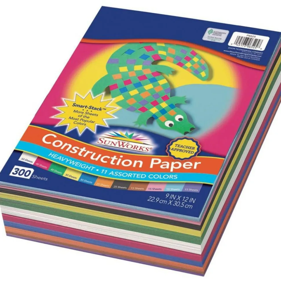Prang Smart-Stack Medium Weight Construction Paper, 9" x 12", Assorted, Pack Of 300