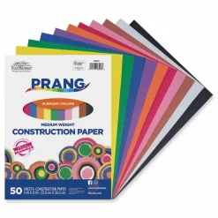 Prang SunWorks Construction Paper, 50 lb Text Weight, 9 x 12, Assorted, 50/Pack