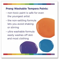Prang Washable Paint, 12 Assorted Colors, 16 oz Dispenser-Cap Bottle, 12/Pack