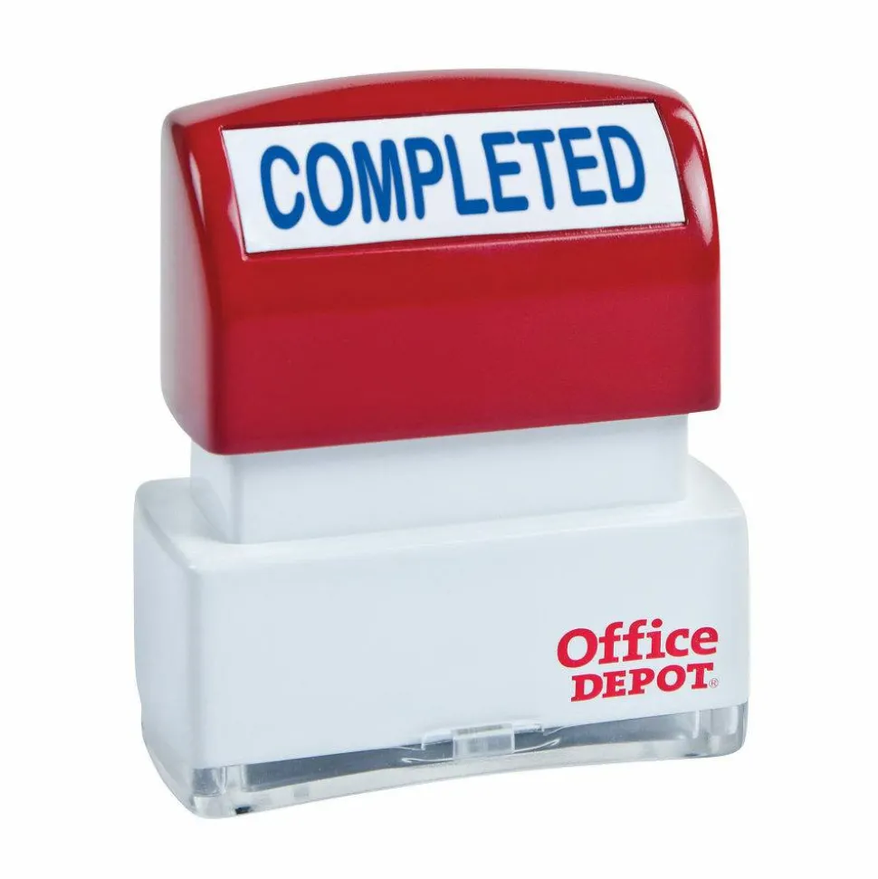 Pre-Inked Message Stamp, "Completed", Blue