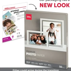 Premium Photo Paper, Glossy, Letter Size, White, Pack Of 50 Sheets