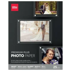 Premium Plus Photo Paper, Glossy, Letter Size, White, Pack Of 25 Sheets