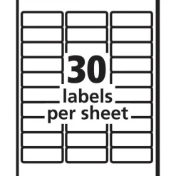 PRES-a-ply Labels, Laser Printers, 1 x 2.63, White, 30/Sheet, 100 Sheets/Box