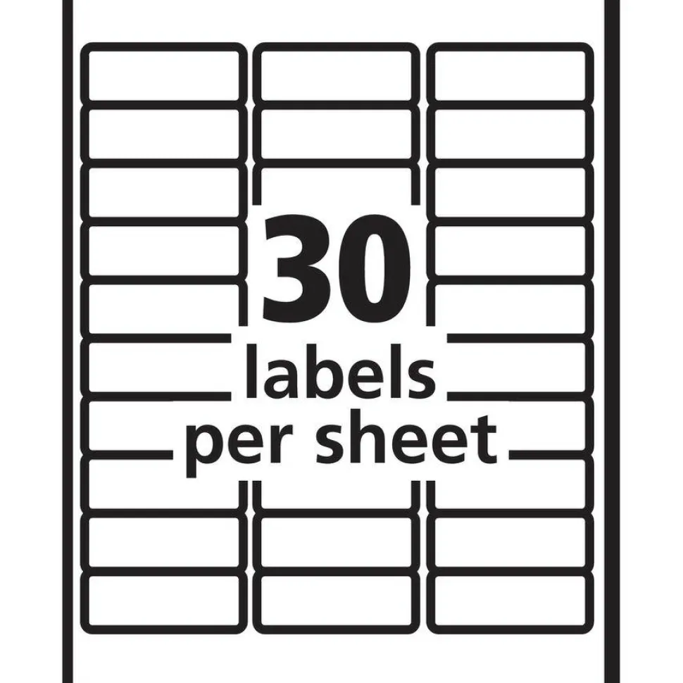 PRES-a-ply Labels, Laser Printers, 1 x 2.63, White, 30/Sheet, 100 Sheets/Box