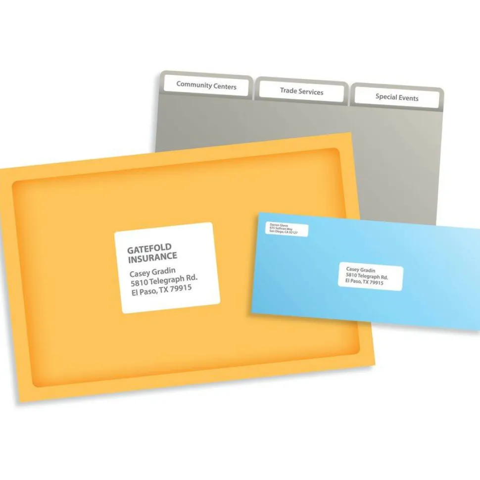 PRES-a-ply Labels, Laser Printers, 1 x 2.63, White, 30/Sheet, 100 Sheets/Box