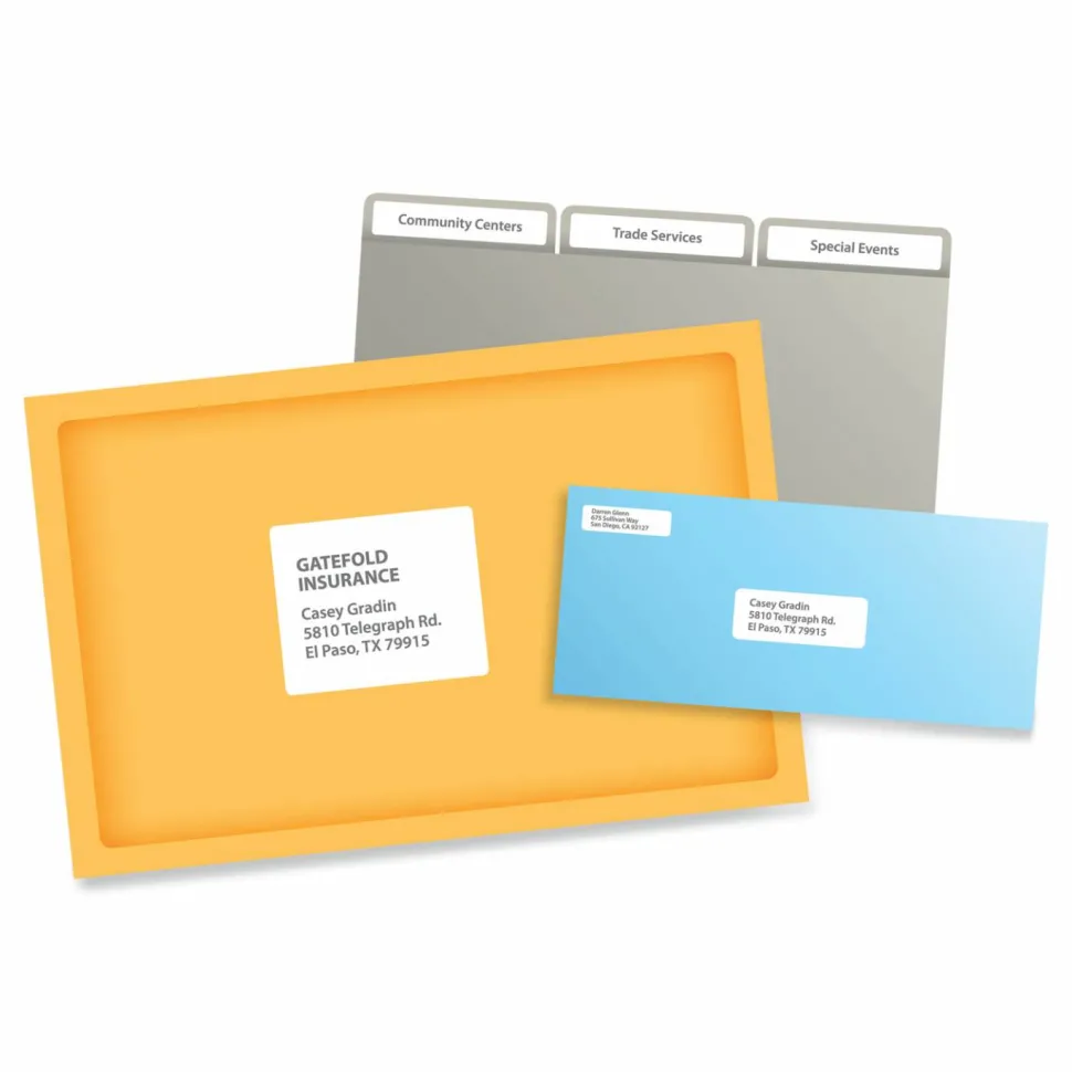 PRES-a-ply Labels, Laser Printers, 1 x 2.63, White, 30/Sheet, 100 Sheets/Box