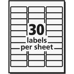 PRES-a-ply Labels, Laser Printers, 1 x 2.63, White, 30/Sheet, 100 Sheets/Box