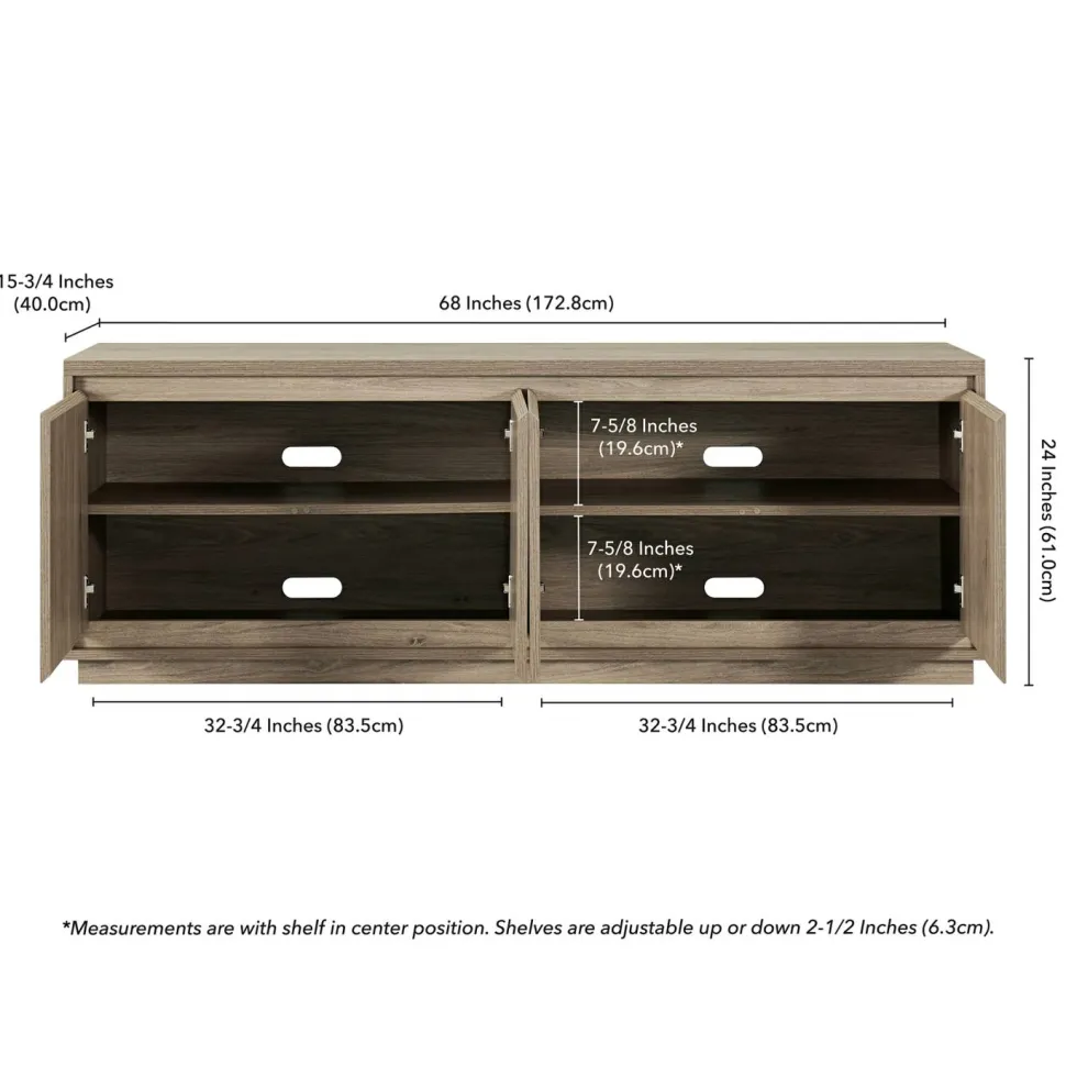 Presque Rectangular TV Stand for TV's up to 75" in Gray