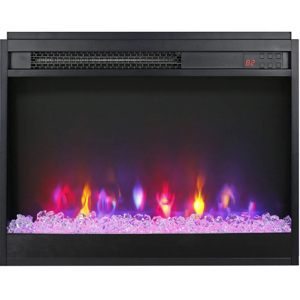Presque Rectangular TV Stand with 26" Crystal Fireplace for TV's up to 75" in Black Grain