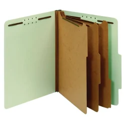Pressboard Classification Folders With Fasteners, Letter Size, 100% Recycled, Light Green, Box Of 10