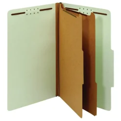 Pressboard Classification Folders With Fasteners, Legal Size, 100% Recycled, Light Green, Pack Of 10 Folders