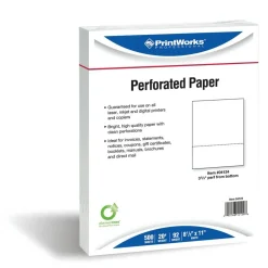 PrintWorks Professional Pre-Perforated Paper, 1 Ream, White, Letter (8 1/2" x 11"), 20 Lb, 3-2/3, Ream Of 500 Sheets