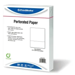 PrintWorks Professional Pre-Perforated Paper, 1 Ream, White, Letter (8 1/2" x 11"), 20 Lb, 3-2/3, Ream Of 500 Sheets