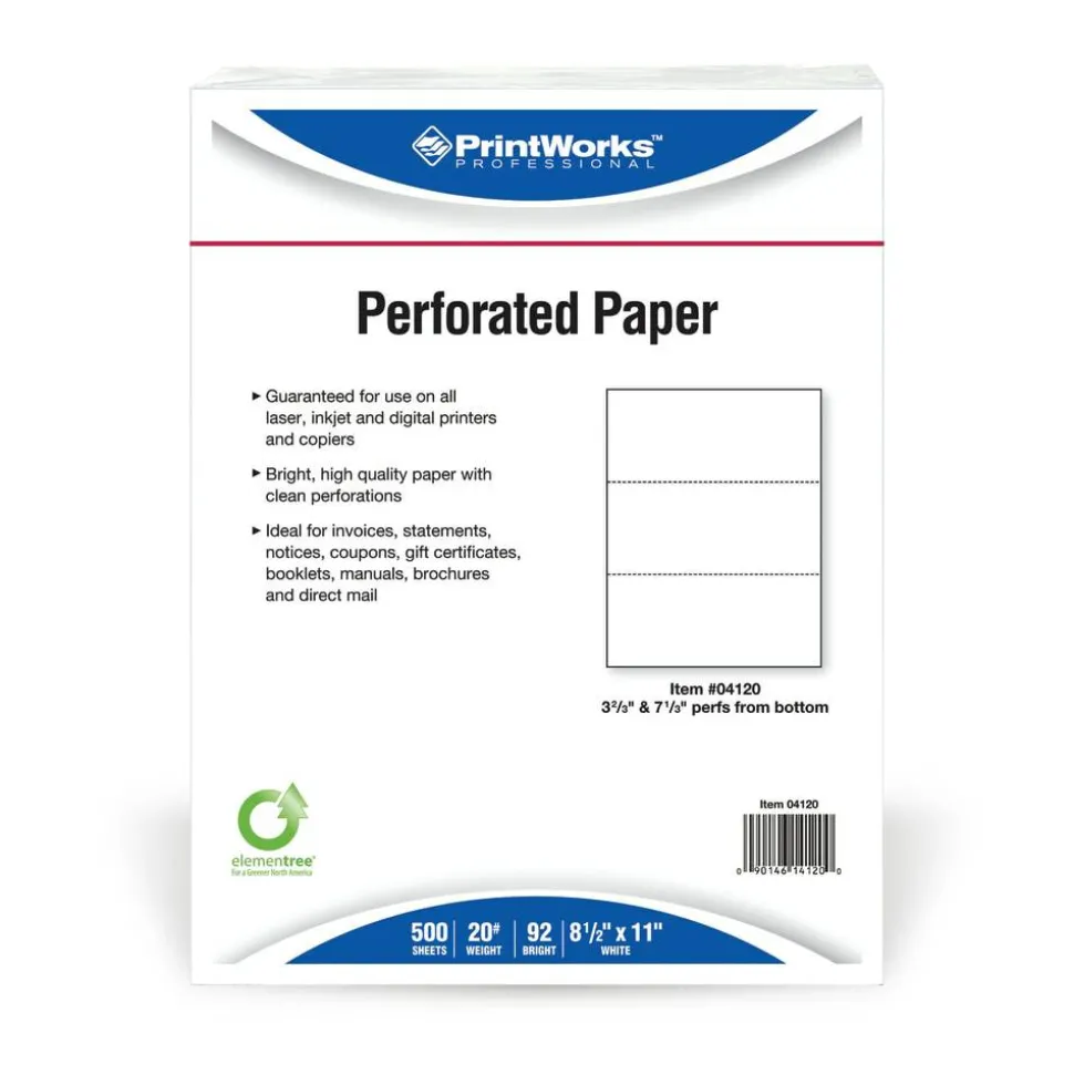 PrintWorks Professional Pre-Perforated Paper for Invoices, Statements, Gift Certificates & More