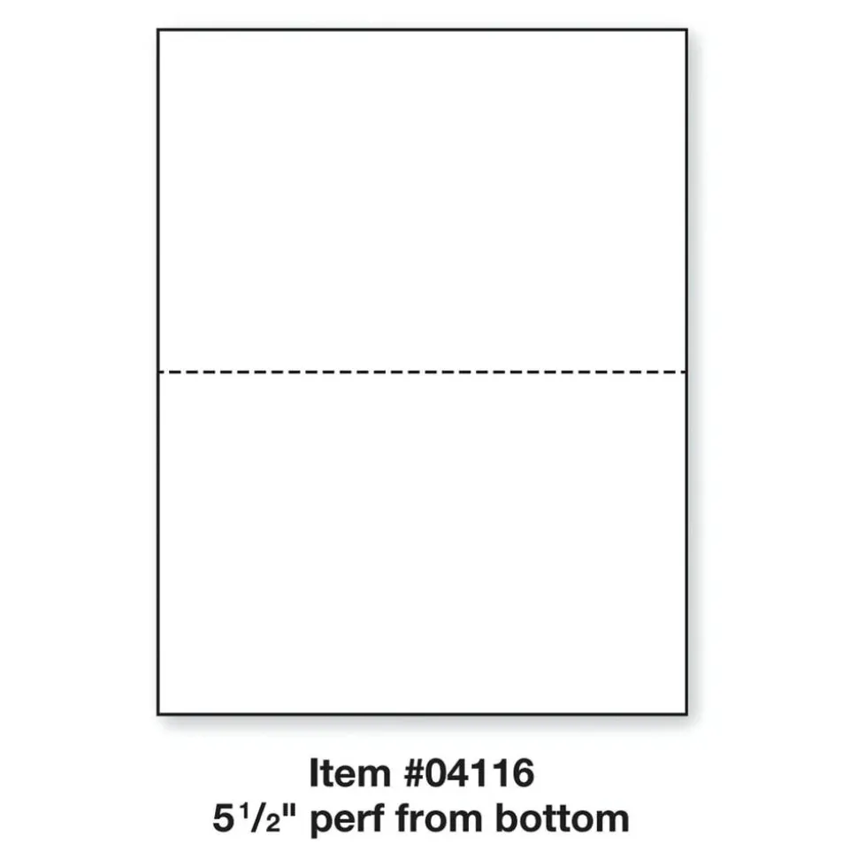 PrintWorks Professional Pre-Perforated Paper, 1 Ream, White, Letter (8 1/2" x 11"), 20 Lb, 5-1/2, Ream Of 500 Sheets