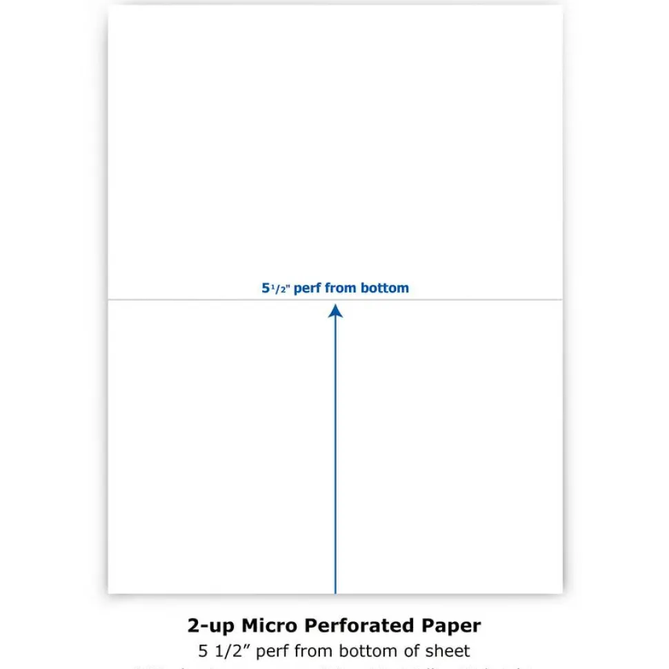 PrintWorks Professional Pre-Perforated Paper, 1 Ream, White, Letter (8 1/2" x 11"), 20 Lb, 5-1/2, Ream Of 500 Sheets