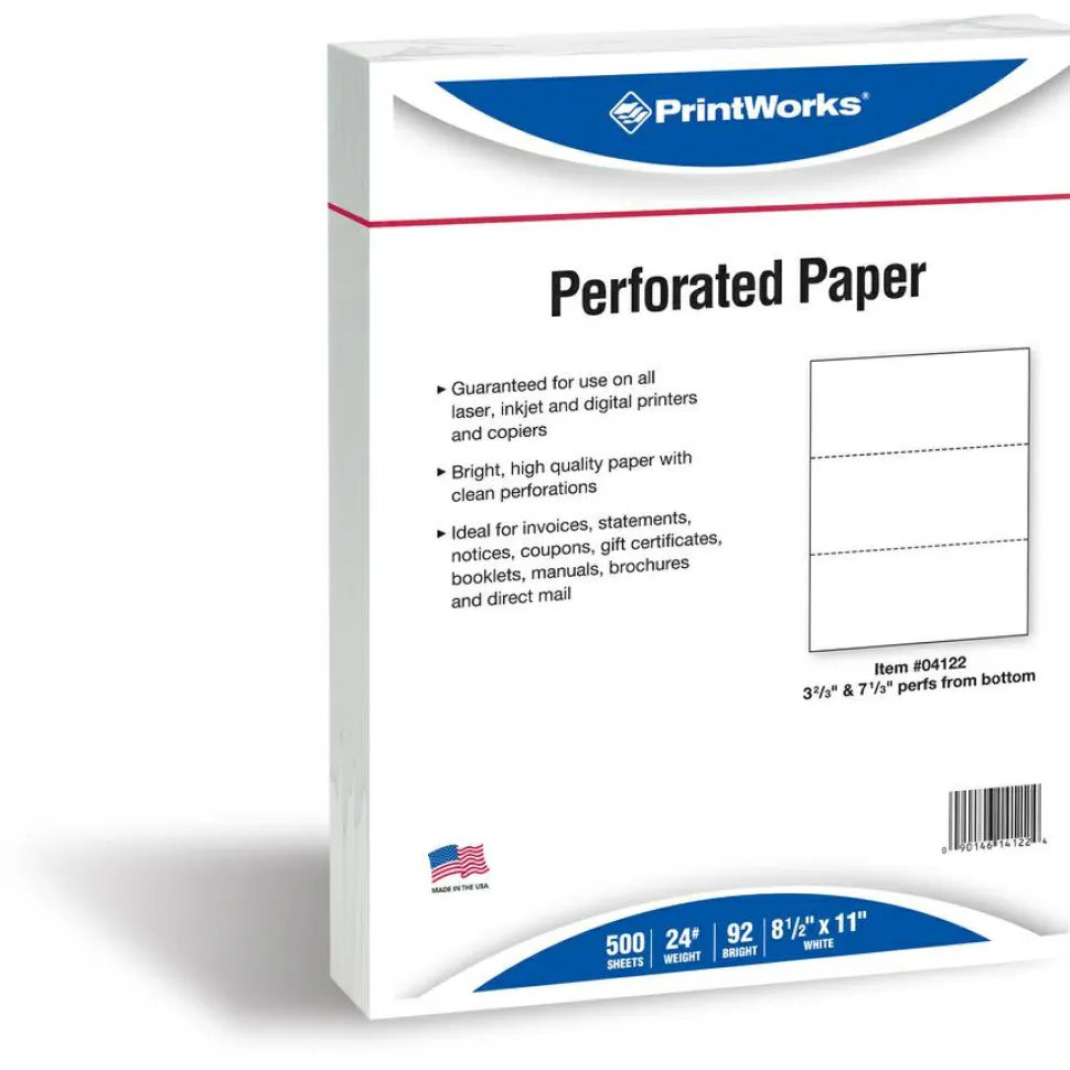 PrintWorks Professional Pre-Perforated Paper for Invoices, Statements, Gift Certificates & More