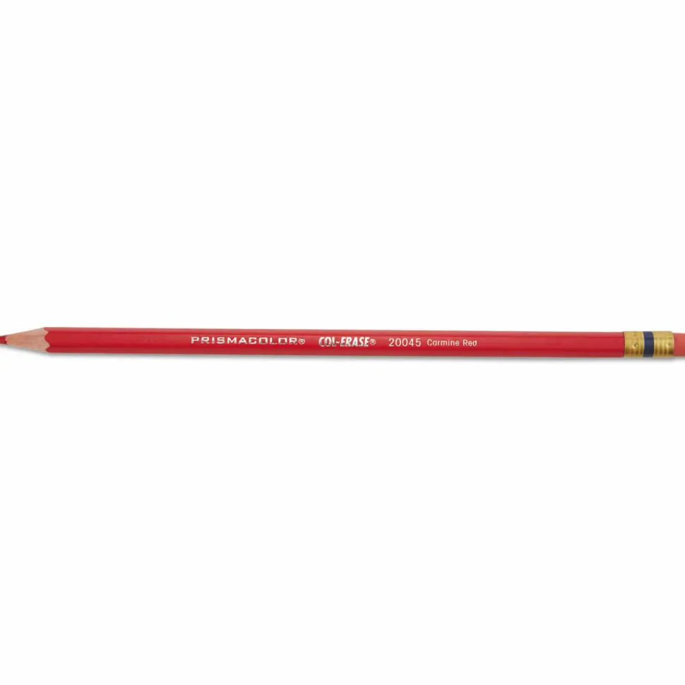 Prismacolor Col-Erase Erasable Color Pencils, Medium Point, Carmine Red, Box Of 12 Color Pencils