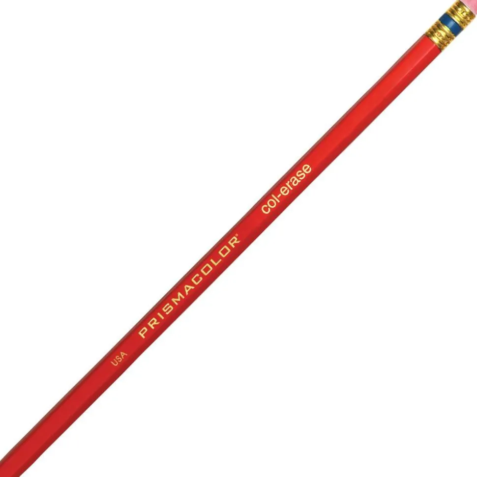 Prismacolor Col-Erase Erasable Color Pencils, Medium Point, Carmine Red, Box Of 12 Color Pencils