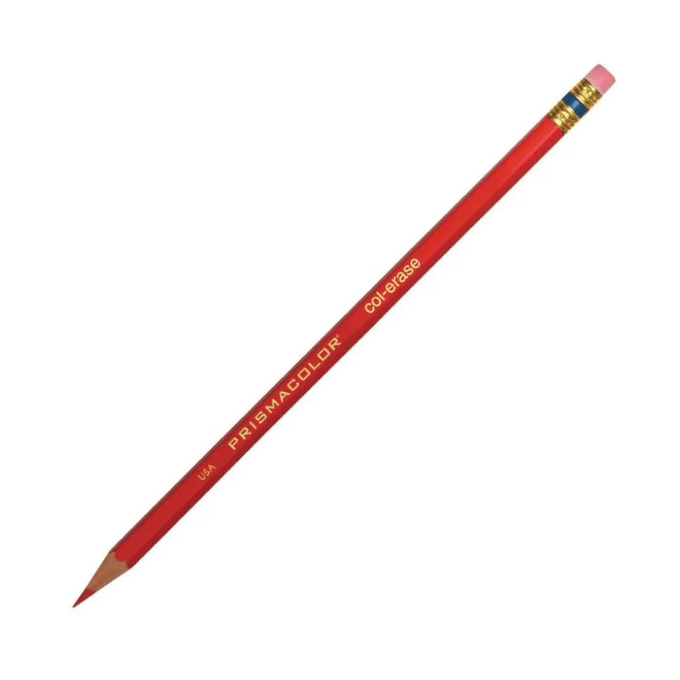 Prismacolor Col-Erase Erasable Color Pencils, Medium Point, Carmine Red, Box Of 12 Color Pencils
