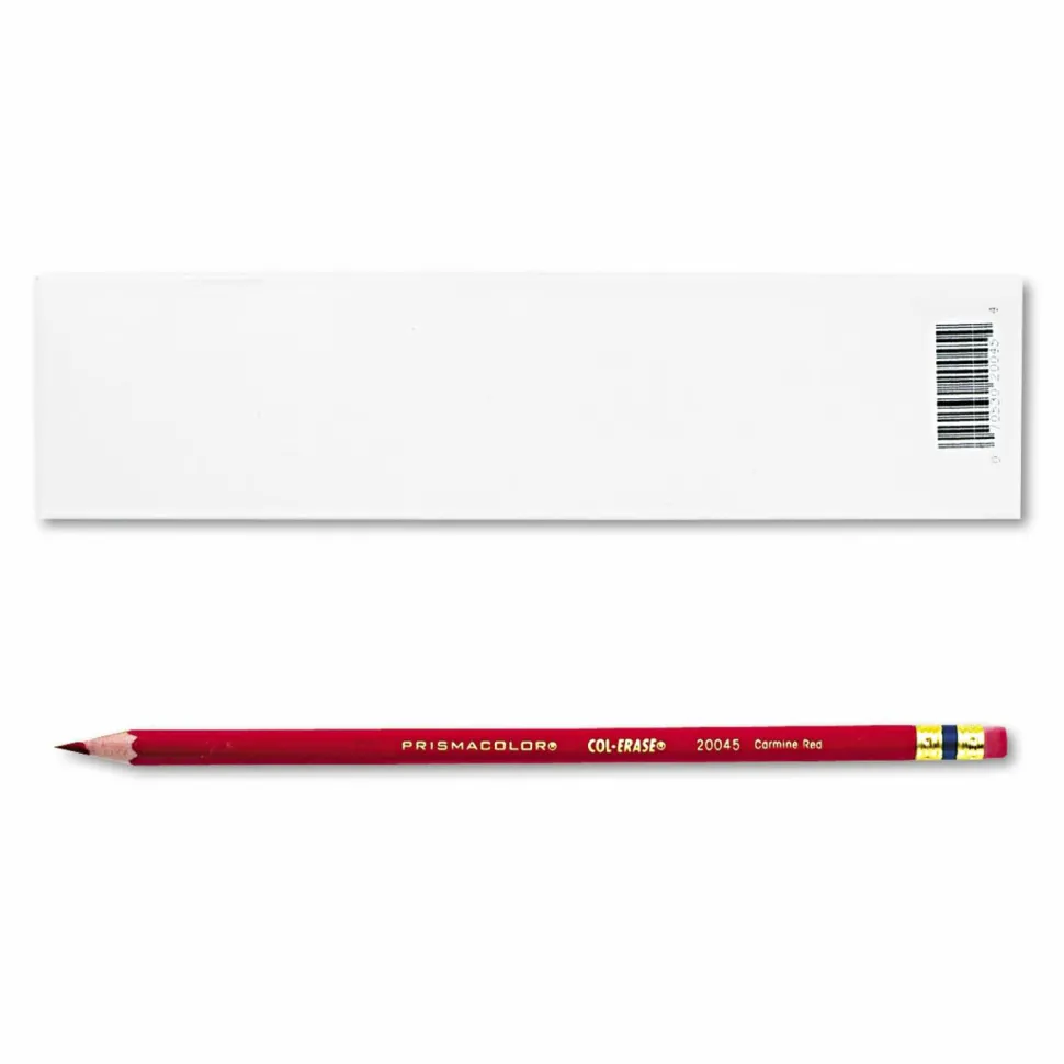 Prismacolor Col-Erase Erasable Color Pencils, Medium Point, Carmine Red, Box Of 12 Color Pencils