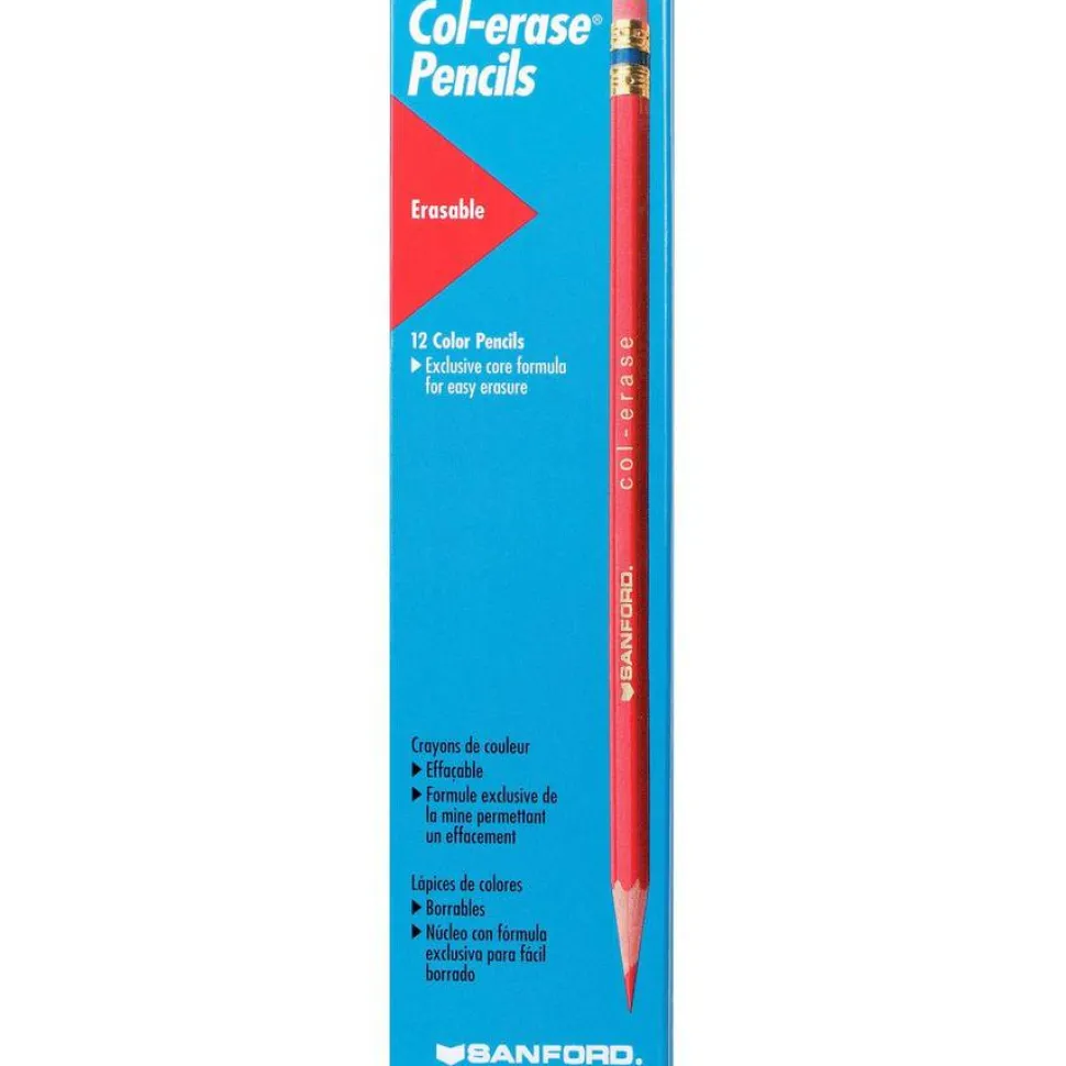 Prismacolor Col-Erase Erasable Color Pencils, Medium Point, Carmine Red, Box Of 12 Color Pencils