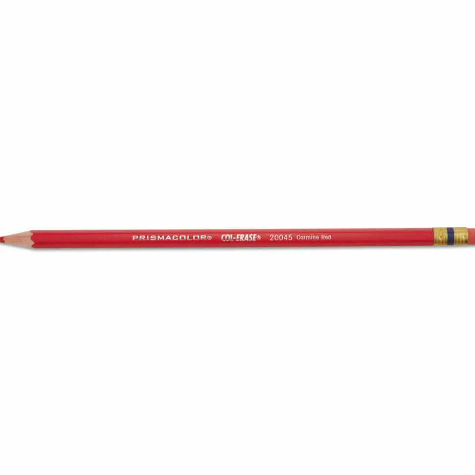 Prismacolor Col-Erase Erasable Color Pencils, Medium Point, Carmine Red, Box Of 12 Color Pencils