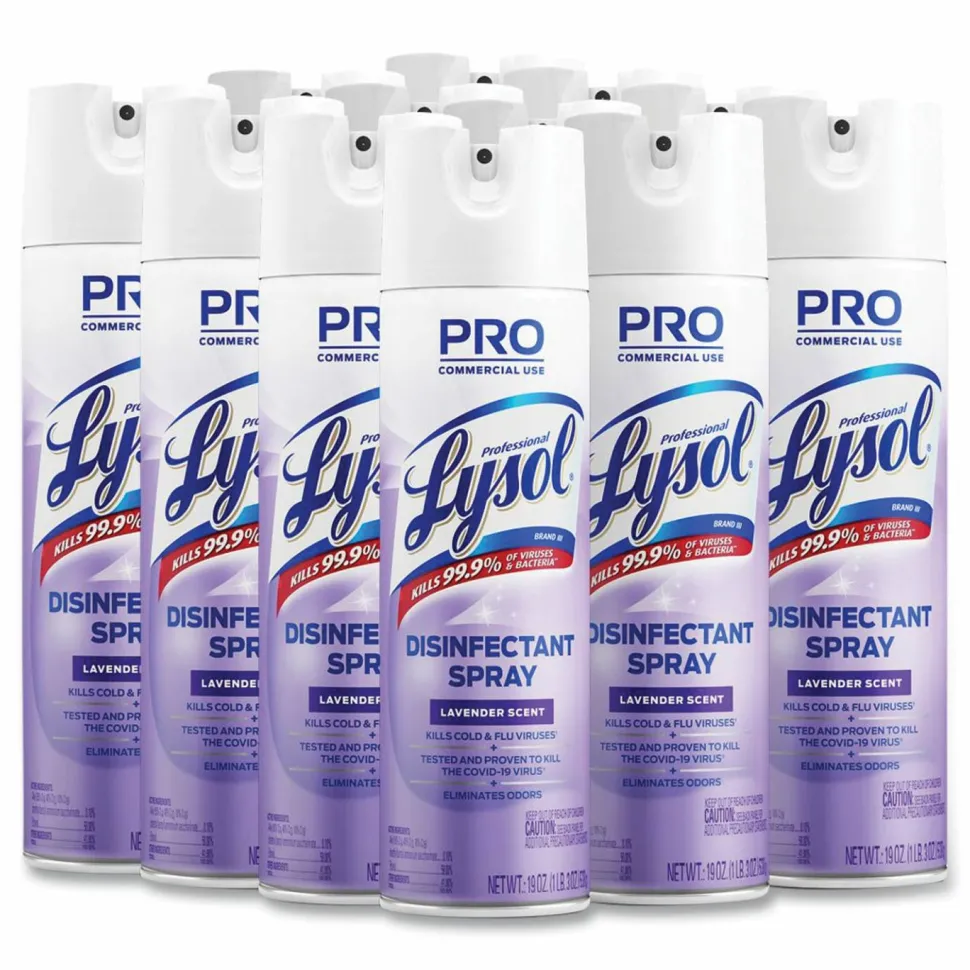 Professional LYSOL Brand Disinfectant Spray, Lavender Scent, 19 oz Aerosol Spray, 12/Carton