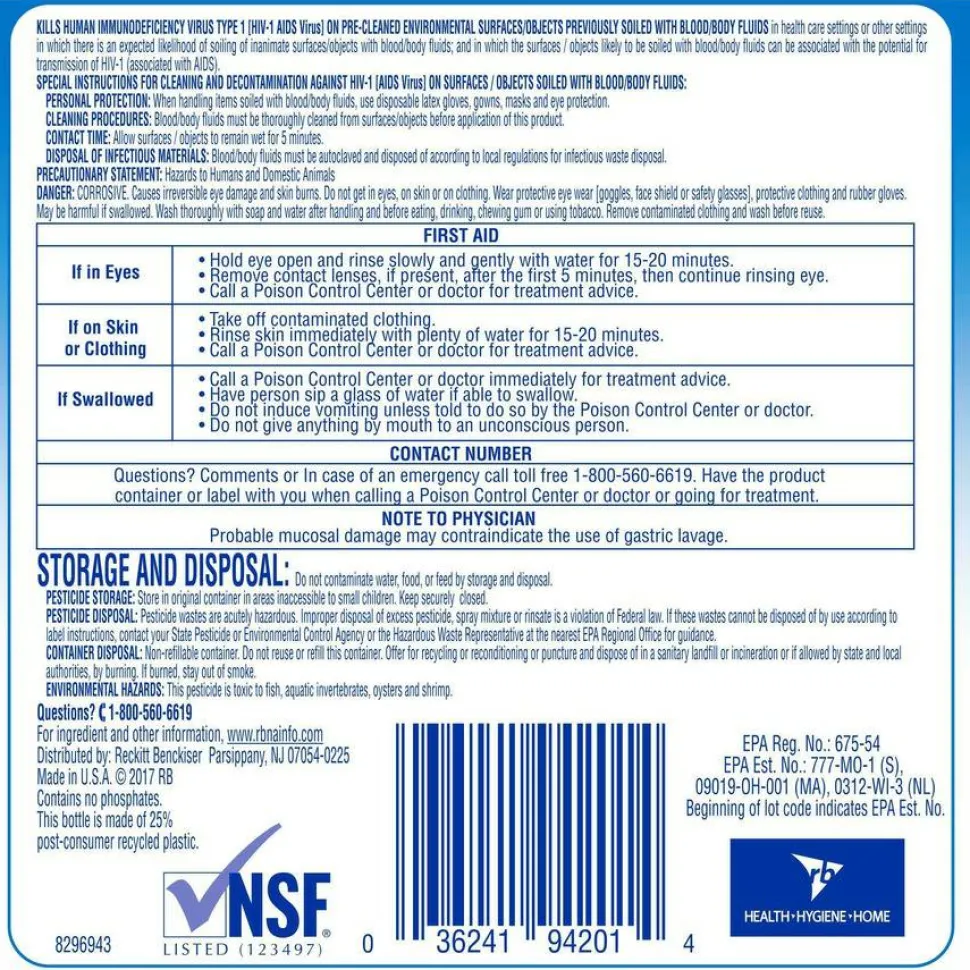 Professional LYSOL Brand Disinfectant Heavy-Duty Bathroom Cleaner Concentrate, Fresh Lime Scent, 1 gal Bottle, 4/Carton