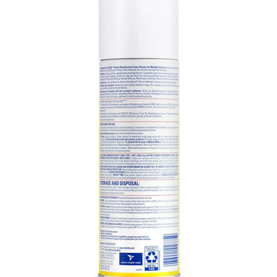 Professional Lysol Disinfectant Foam Cleaner, 24 Oz Bottle