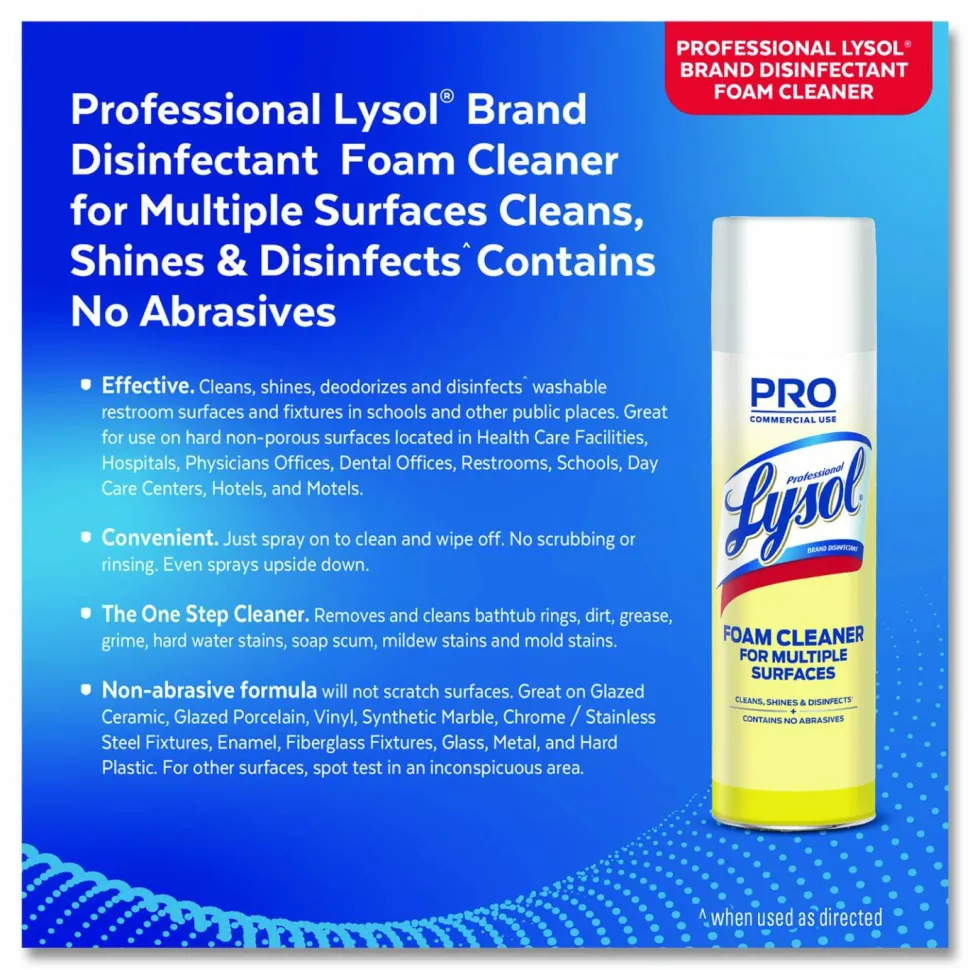 Professional Lysol Disinfectant Foam Cleaner, 24 Oz Bottle, Case Of 12