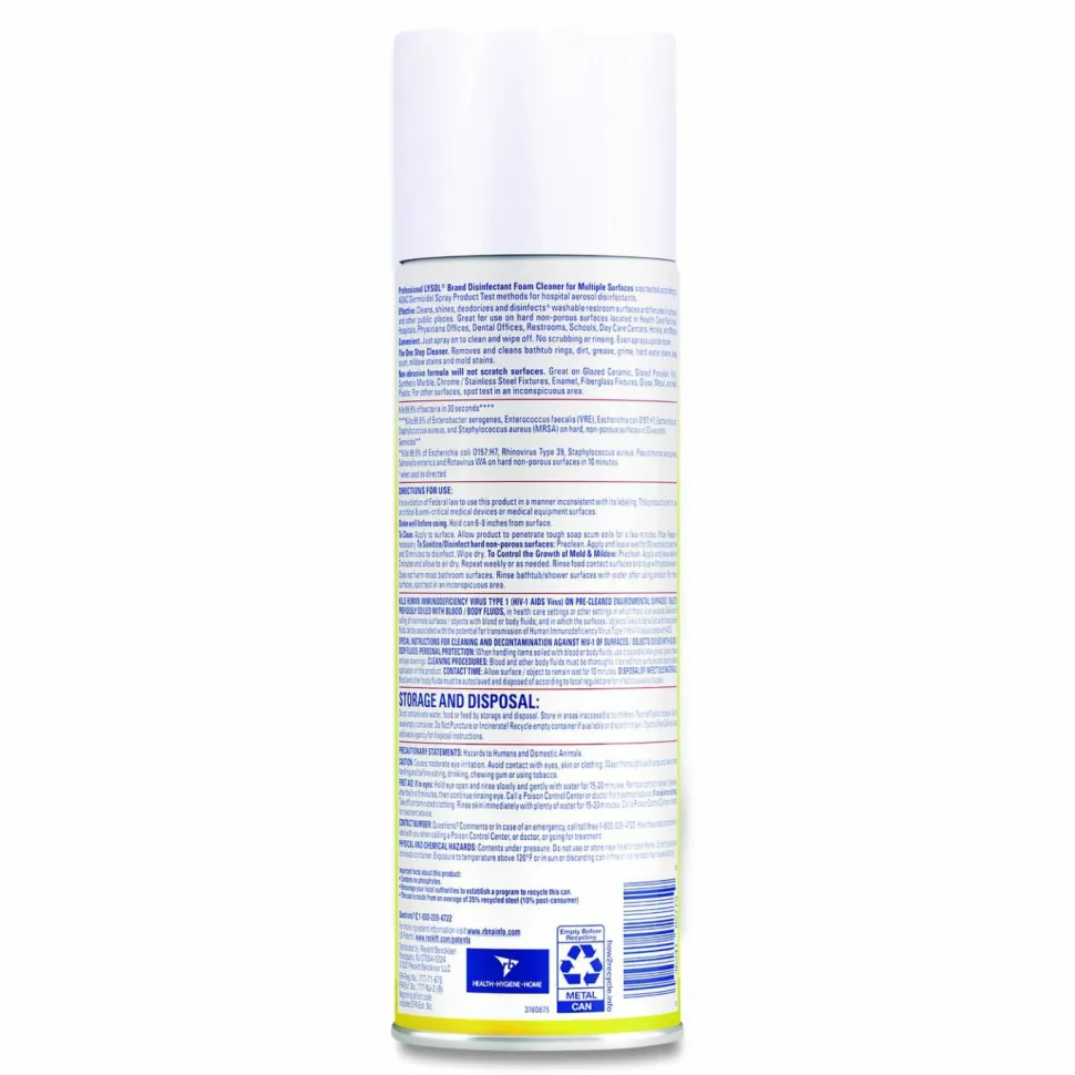 Professional Lysol Disinfectant Foam Cleaner, 24 Oz Bottle, Case Of 12