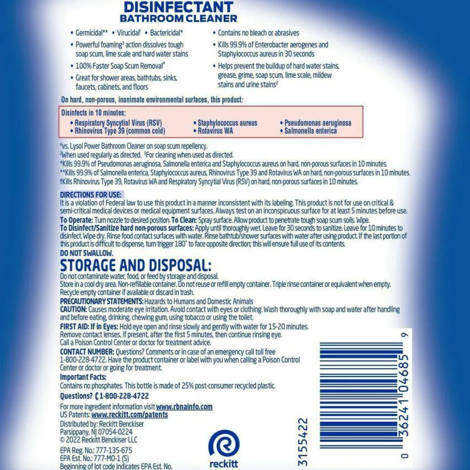Professional Lysol Disinfectant Bathroom Cleaner