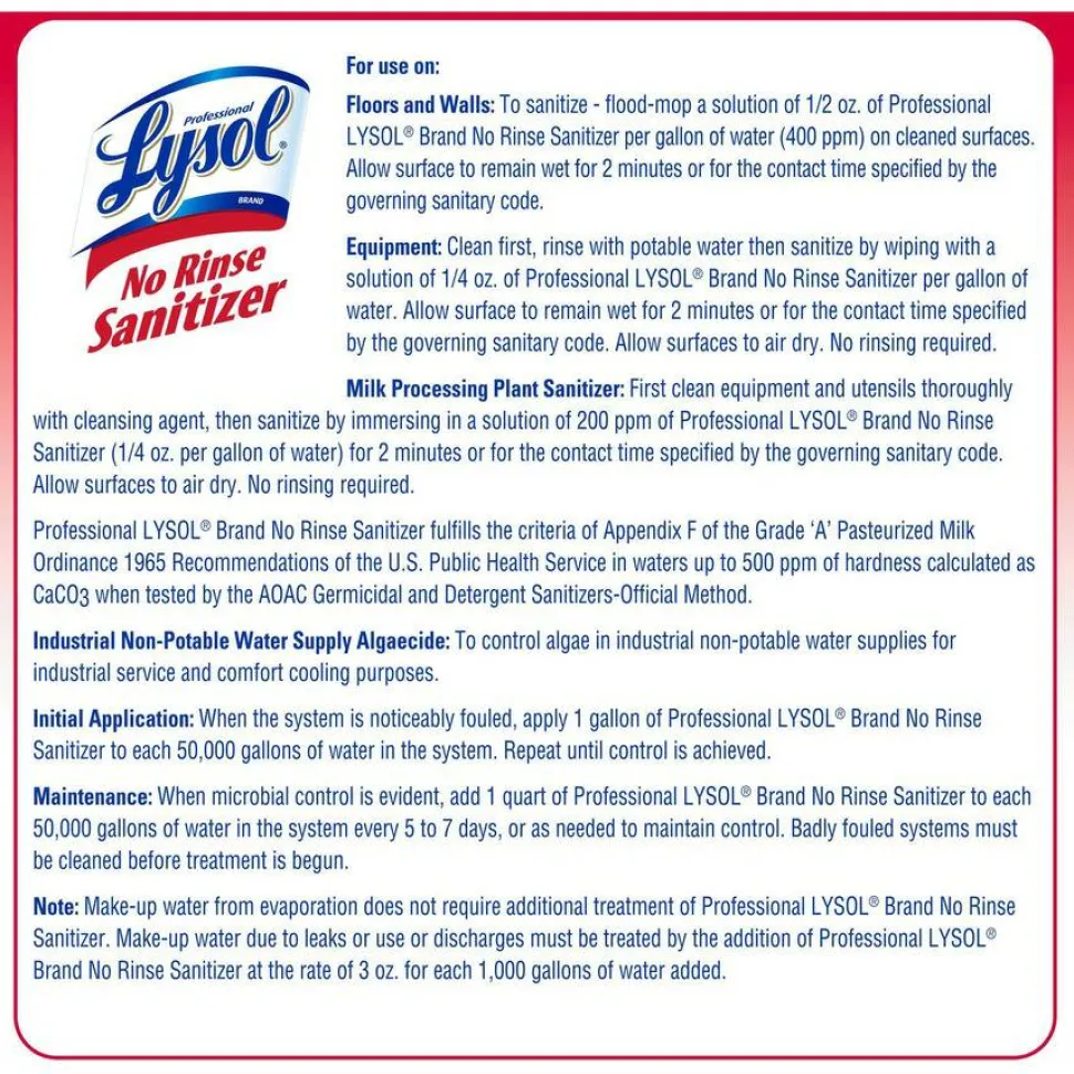 Professional Lysol No Rinse Sanitizer