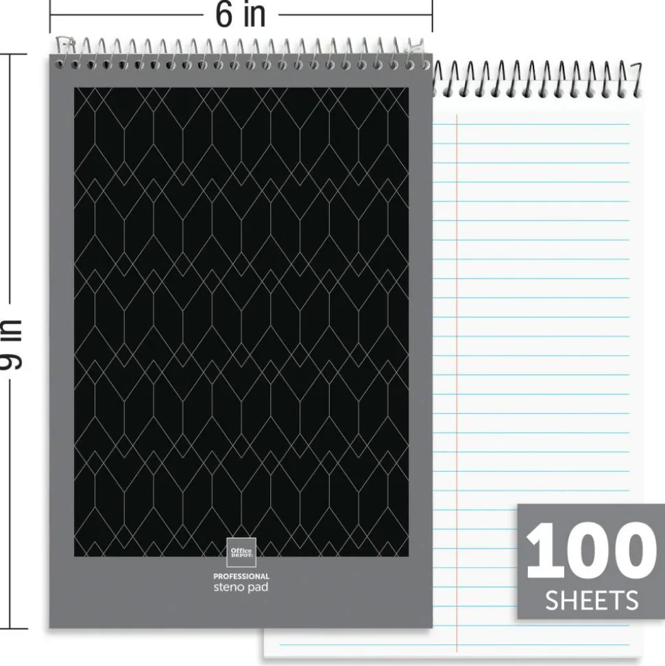 Professional Steno Book, 6" x 9", Gregg Ruled, 100 Sheets, White