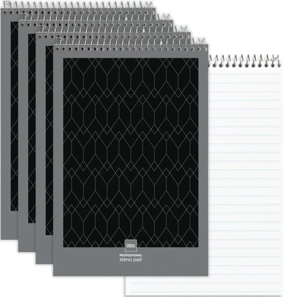 Professional Steno Book, 6" x 9", Legal/Wide Ruled, 70 Sheets, White, Pack Of 4