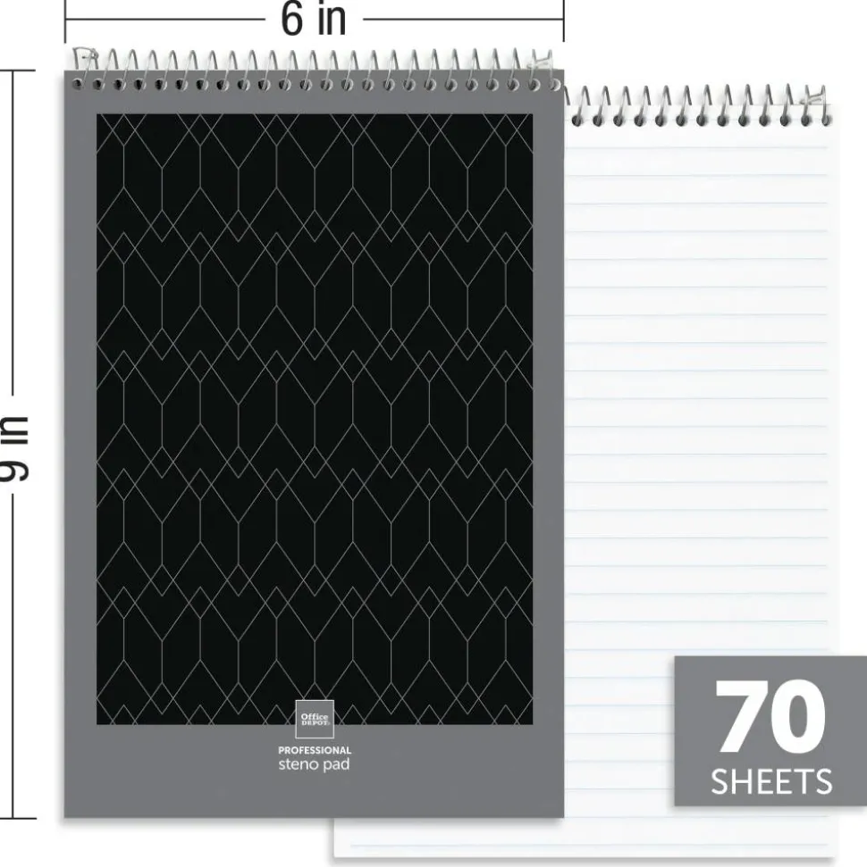 Professional Steno Book, 6" x 9", Legal/Wide Ruled, 70 Sheets, White, Pack Of 4