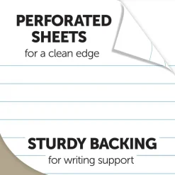 Professional Top Wirebound Writing Pad, 8-1/2" x 11-3/4", Legal/Wide Ruled, 70 Sheets, White